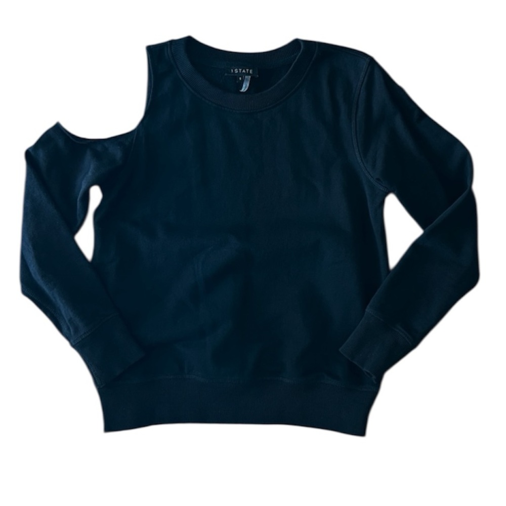 1. STATE cut out shoulder 100% cotton black sweatshirt size Small